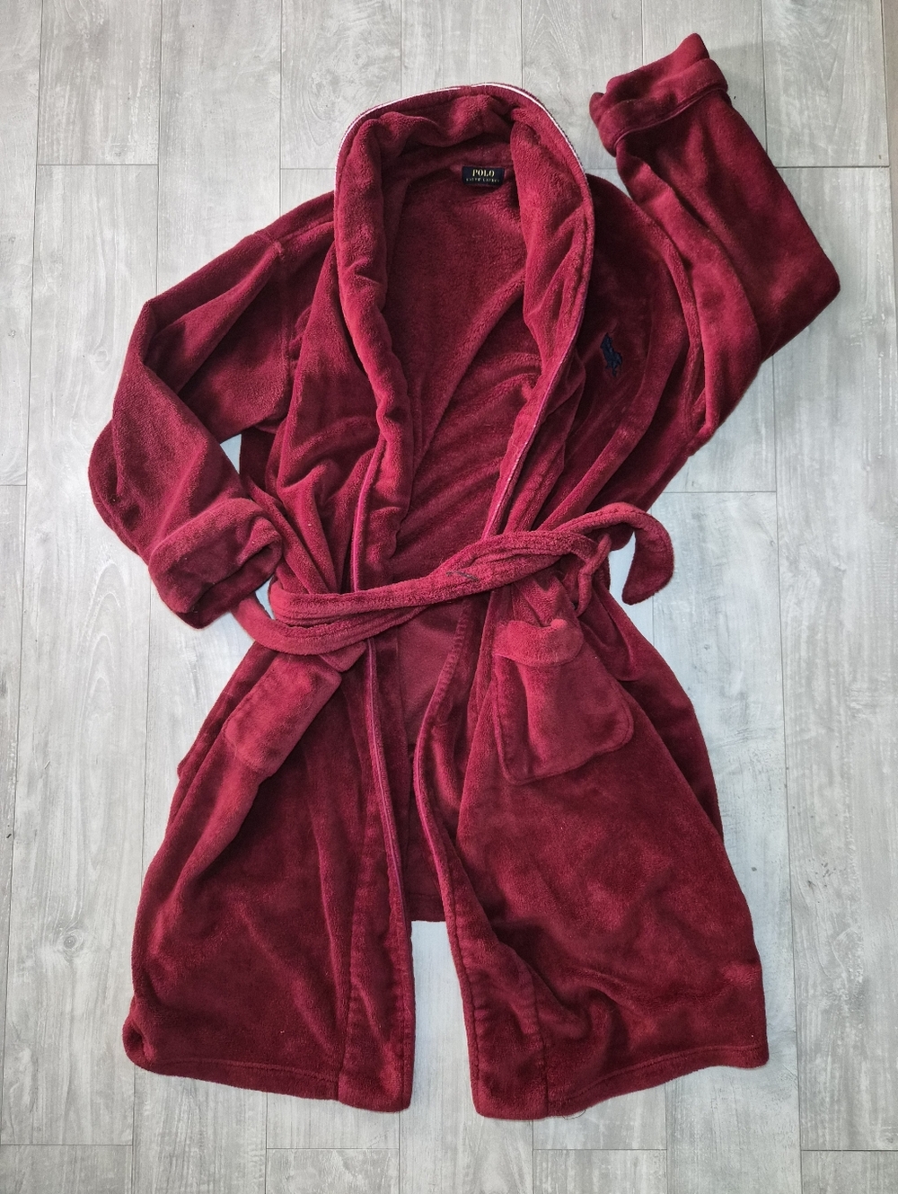 Polo Ralph Lauren Men's Plush Microfiber Fleece Robe Vintage Home Alone Style